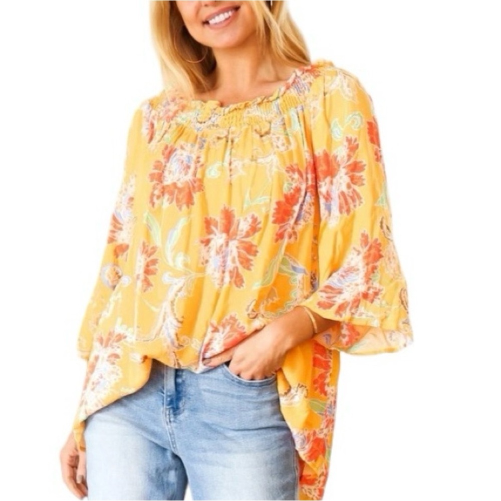 First Love by Lovelyn Floral Yellow Women's Top